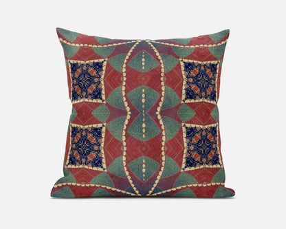 18" Red Green Cosmic Circle Boho Suede Throw Pillow