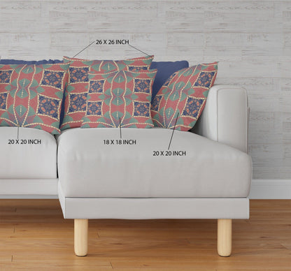 18" Red Green Cosmic Circle Boho Suede Throw Pillow