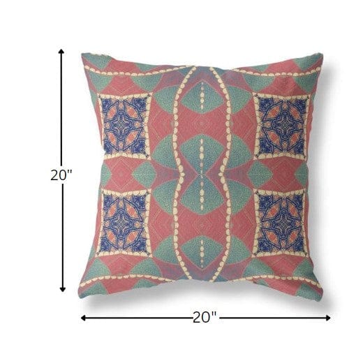 18" Red Green Cosmic Circle Boho Suede Throw Pillow