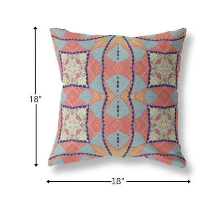 18" Red Indigo Cosmic Circle Boho Suede Throw Pillow