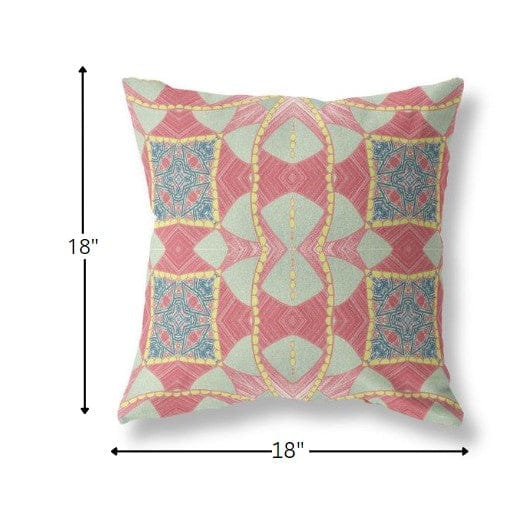 18" Red Yellow Cosmic Circle Boho Suede Throw Pillow