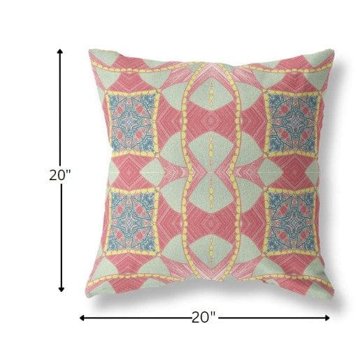 18" Red Yellow Cosmic Circle Boho Suede Throw Pillow