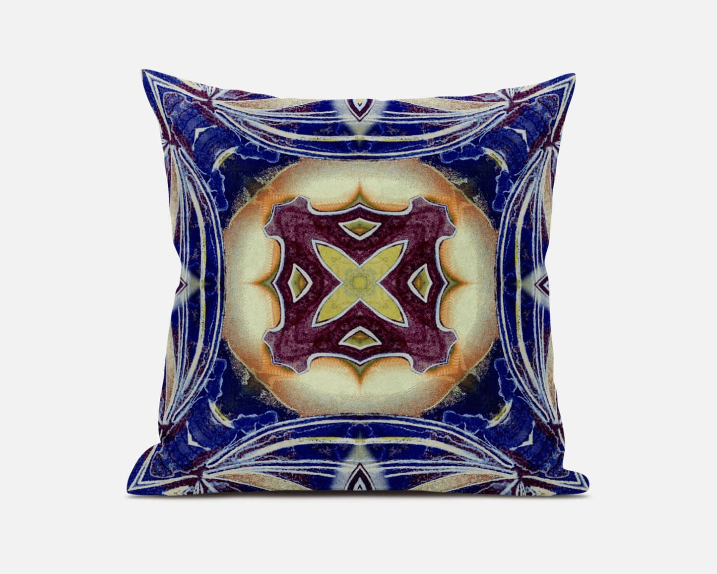 18” Indigo Cream Geo Tribal Suede Throw Pillow