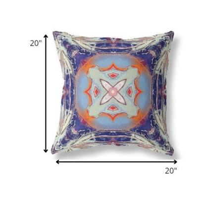 18” Indigo Orange Geo Tribal Suede Throw Pillow