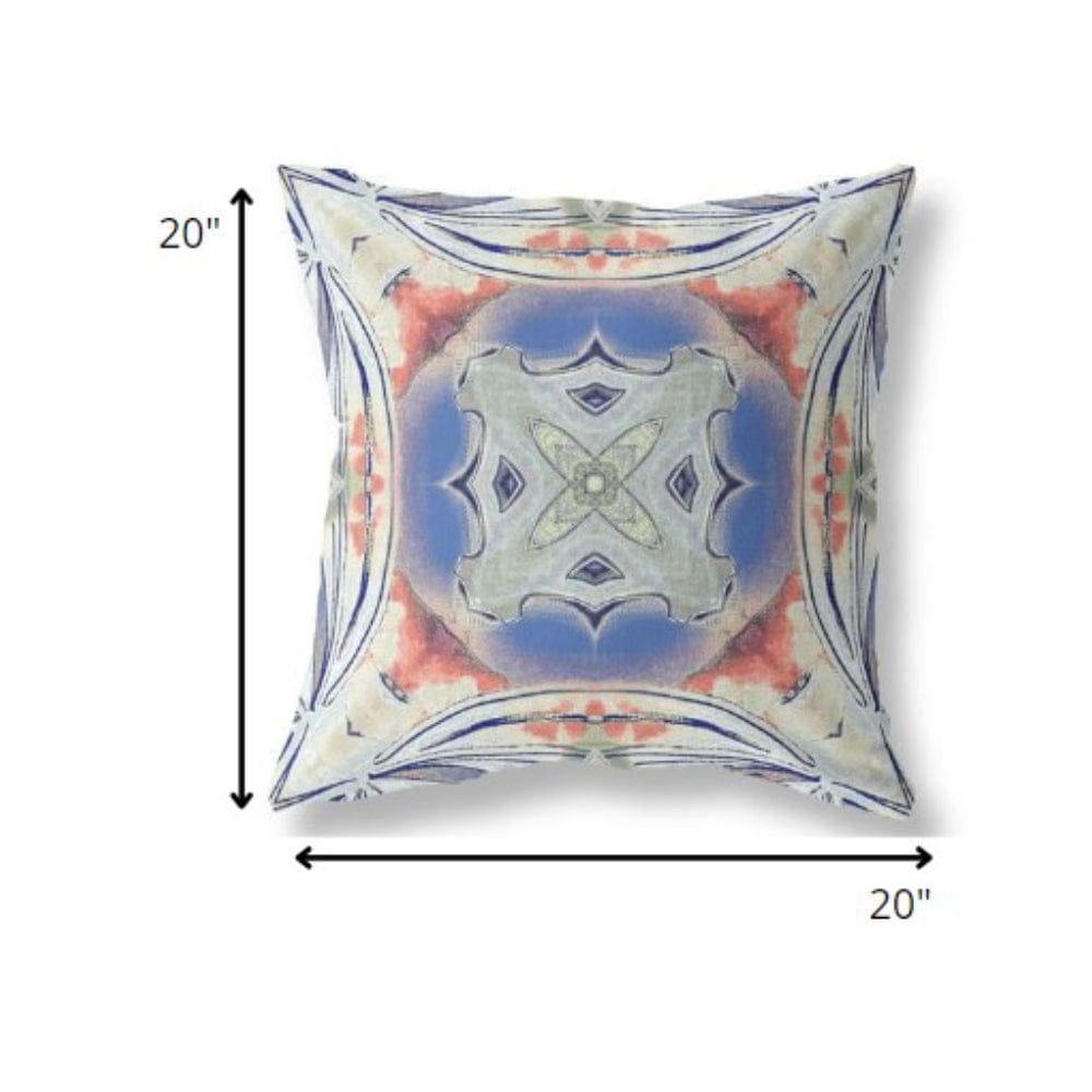 18” Cream Peach Geo Tribal Suede Throw Pillow