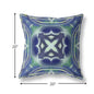 18” Evening Blue Green Geo Tribal Suede Throw Pillow