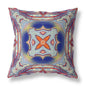 16” Red Blue Geo Tribal Suede Throw Pillow