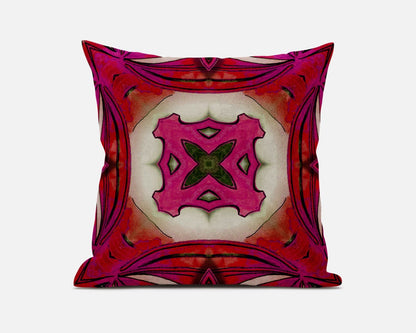 18” Hot Pink Geo Tribal Suede Throw Pillow
