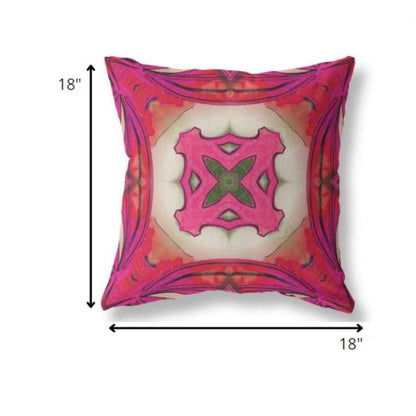 18” Hot Pink Geo Tribal Suede Throw Pillow