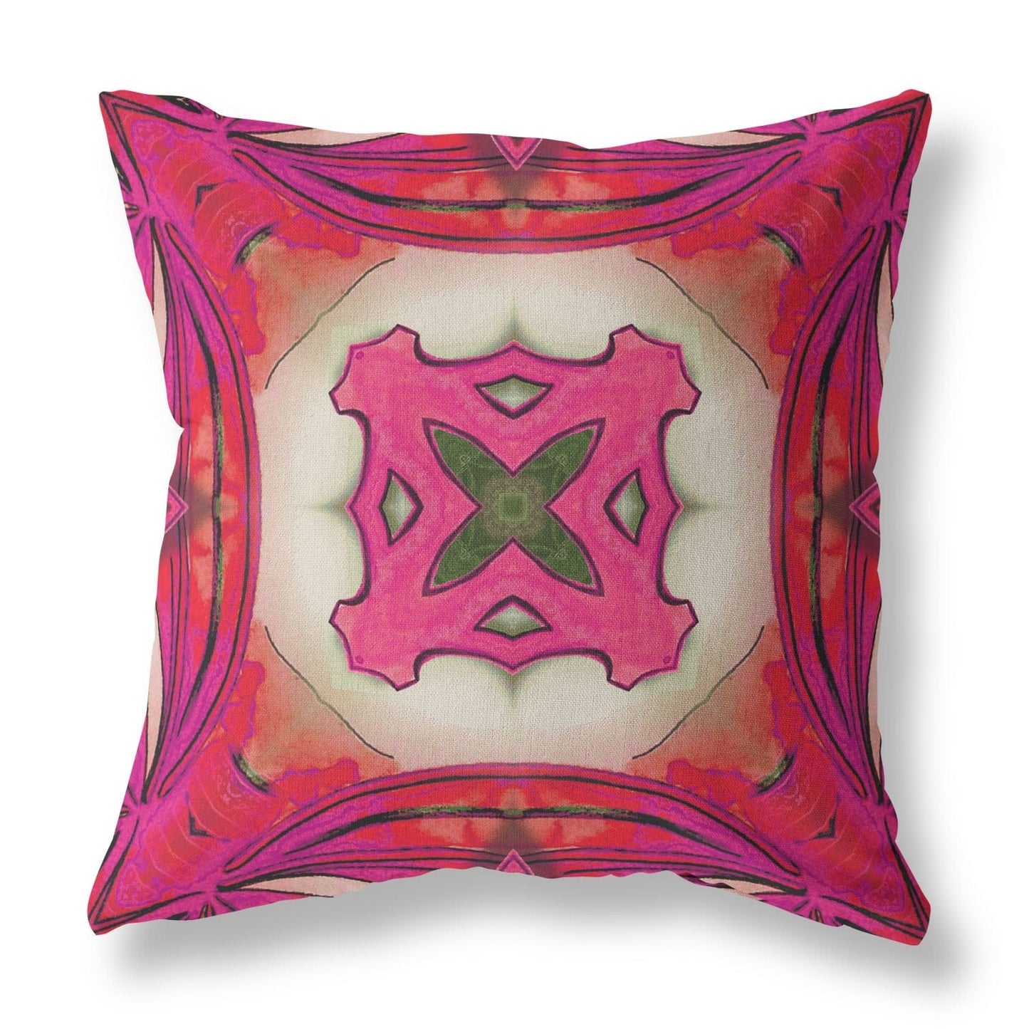 18” Hot Pink Geo Tribal Suede Throw Pillow