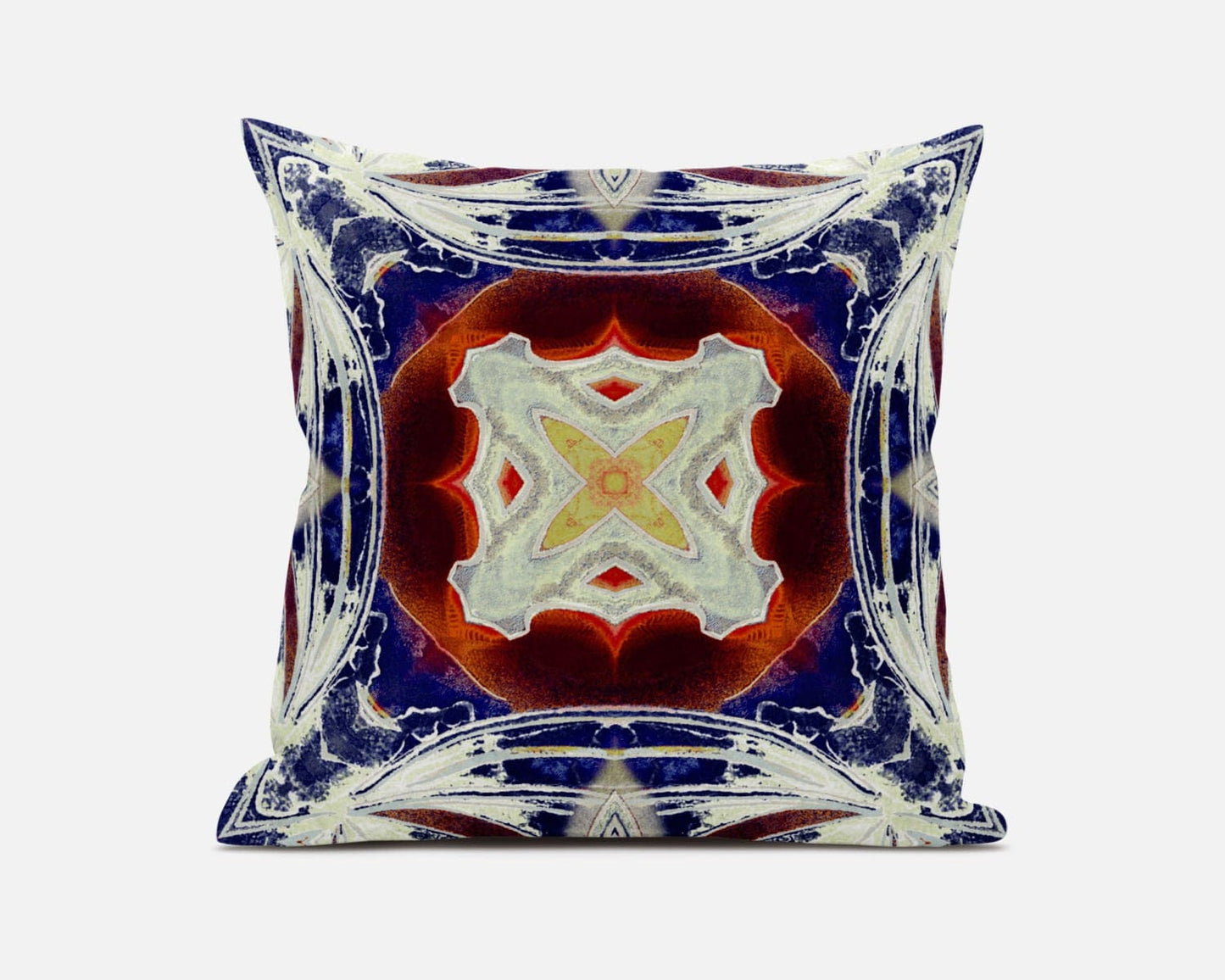 16” Indigo White Geo Tribal Suede Throw Pillow