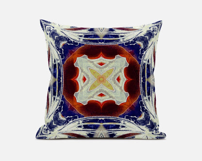 18” Indigo White Geo Tribal Suede Throw Pillow