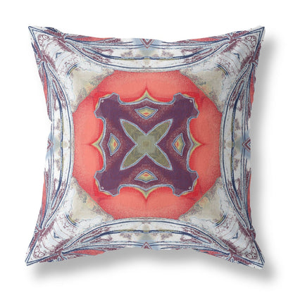 18” Gray Peach Geo Tribal Suede Throw Pillow