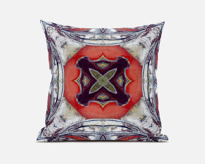 18” Gray Peach Geo Tribal Suede Throw Pillow