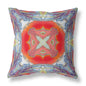 16” Blue Orange Geo Tribal Suede Throw Pillow