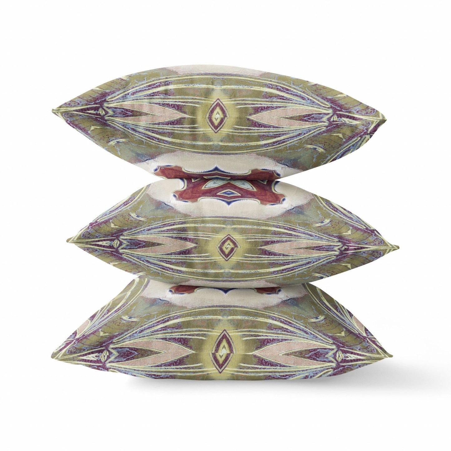 18” Green Brown Geo Tribal Suede Throw Pillow