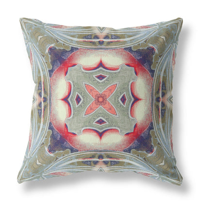 16” Sage Pink Geo Tribal Suede Throw Pillow