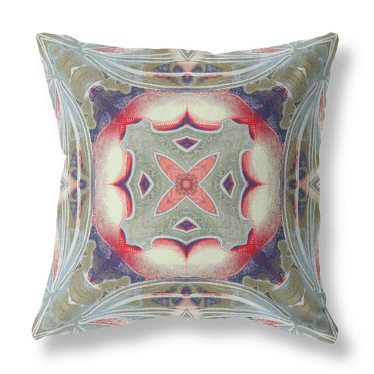16” Sage Pink Geo Tribal Suede Throw Pillow