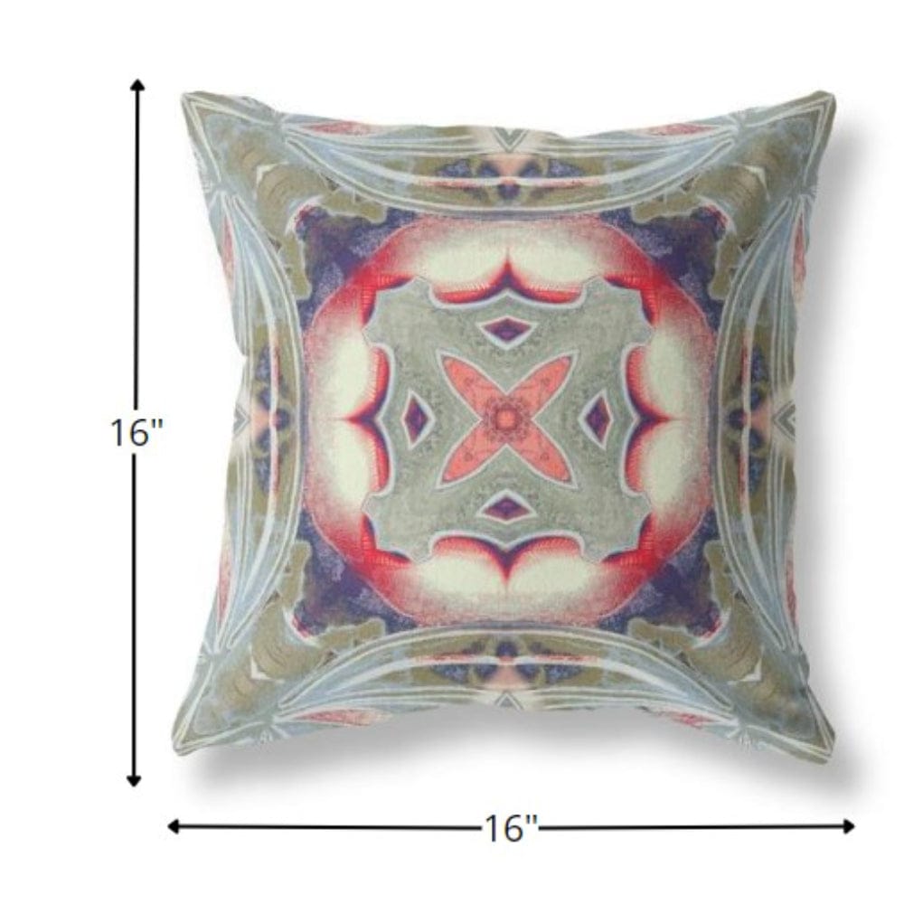 16” Sage Pink Geo Tribal Suede Throw Pillow