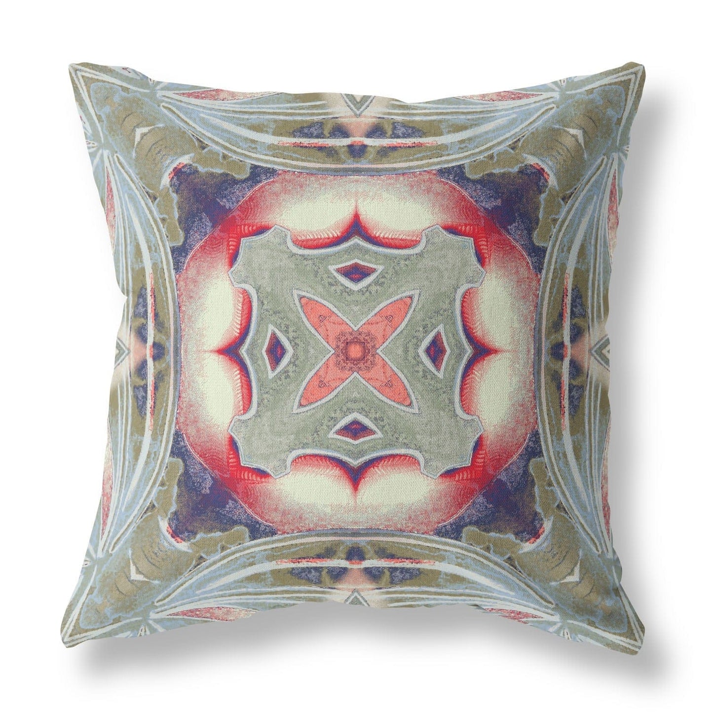 18” Sage Pink Geo Tribal Suede Throw Pillow