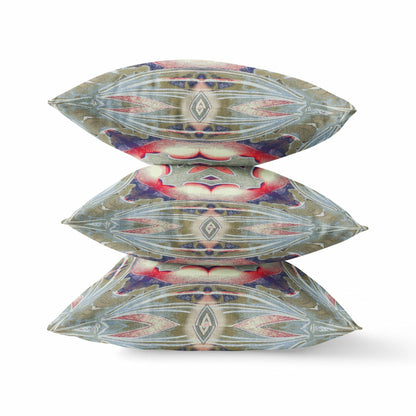 18” Sage Pink Geo Tribal Suede Throw Pillow