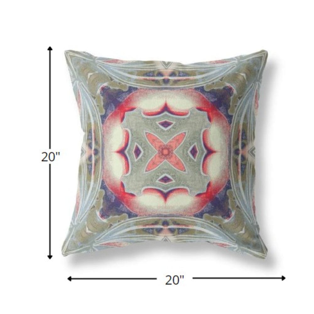 18” Sage Pink Geo Tribal Suede Throw Pillow