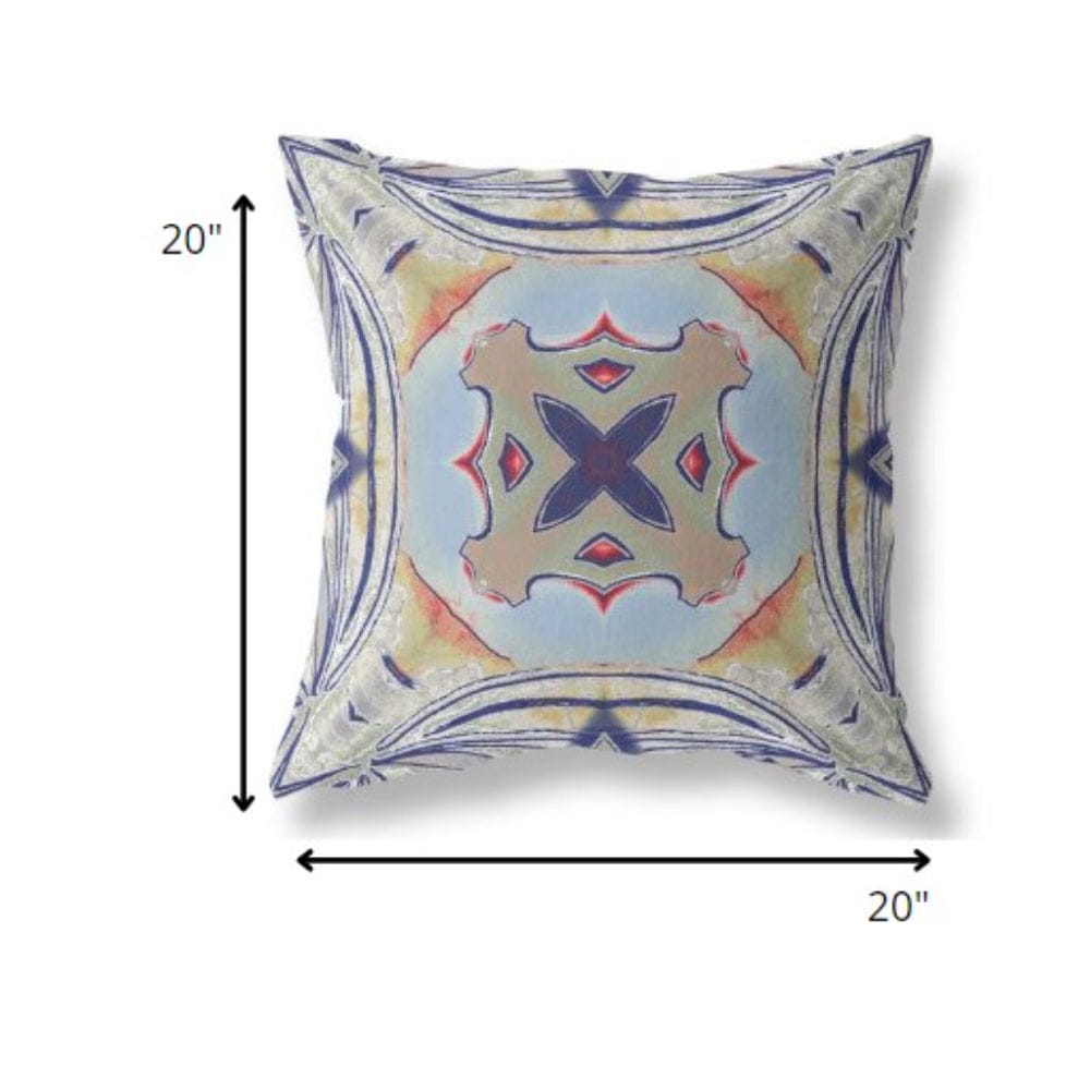 18” Navy Sage Geo Tribal Suede Throw Pillow