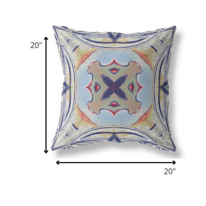 18” Navy Sage Geo Tribal Suede Throw Pillow