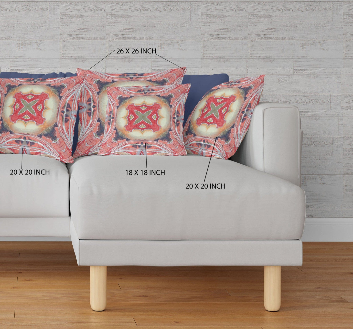 18” Peach Red Geo Tribal Suede Throw Pillow