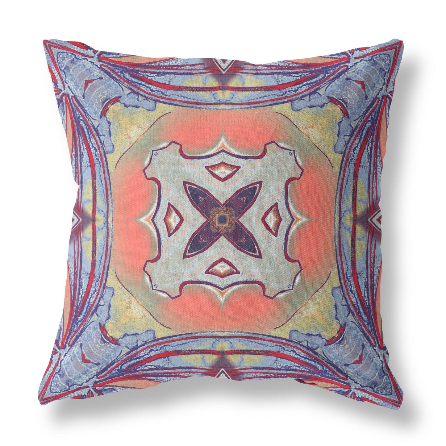 18” Purple Orange Geo Tribal Suede Throw Pillow