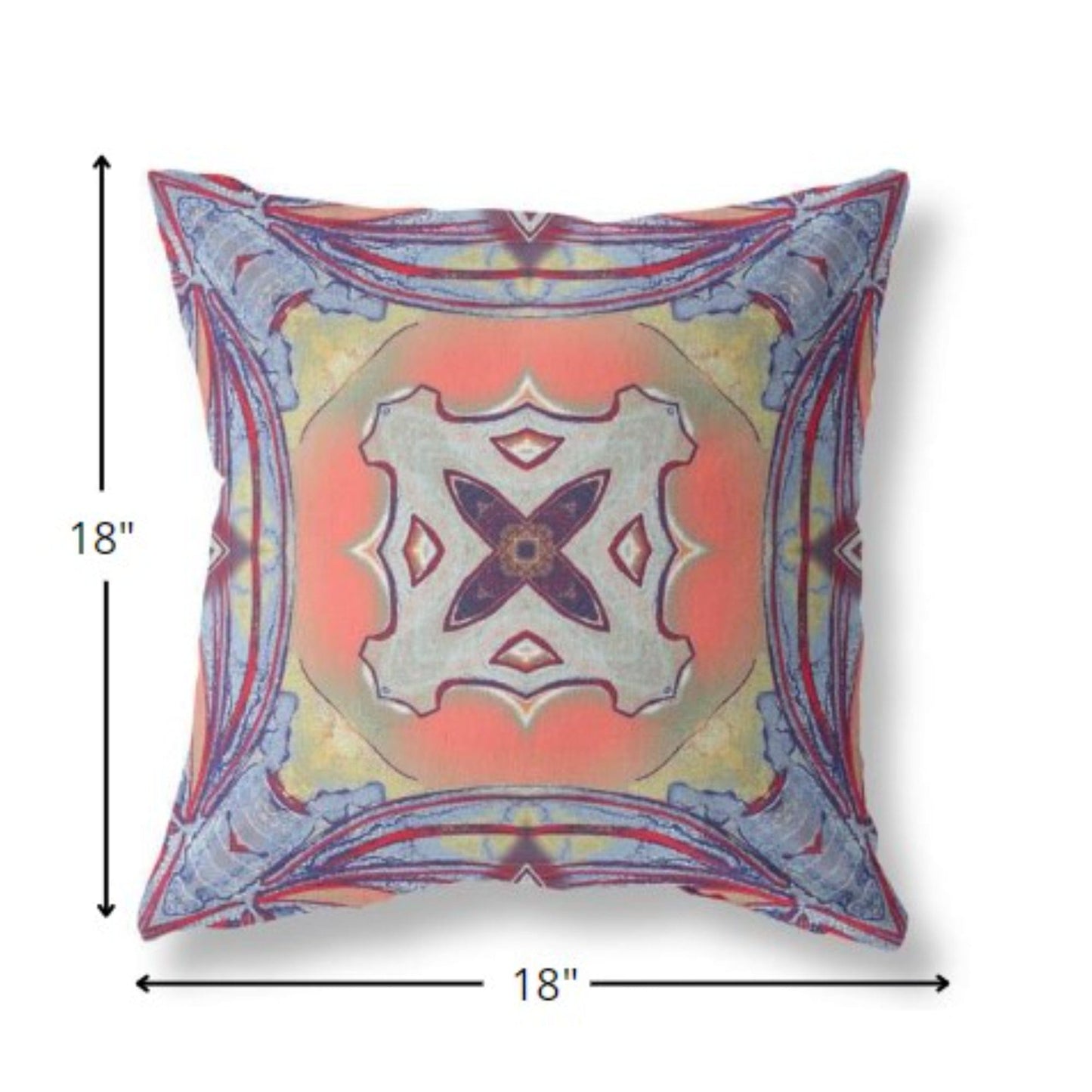18” Purple Orange Geo Tribal Suede Throw Pillow