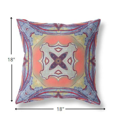 18” Purple Orange Geo Tribal Suede Throw Pillow