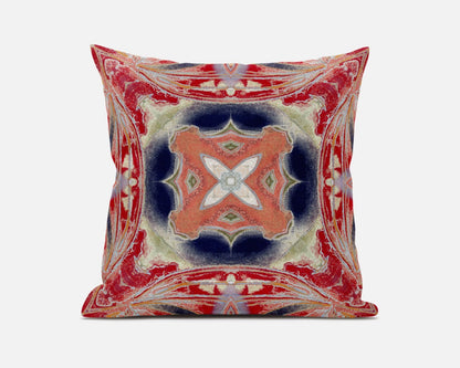 16” Red Cream Geo Tribal Suede Throw Pillow