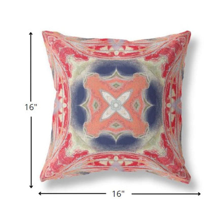 16” Red Cream Geo Tribal Suede Throw Pillow