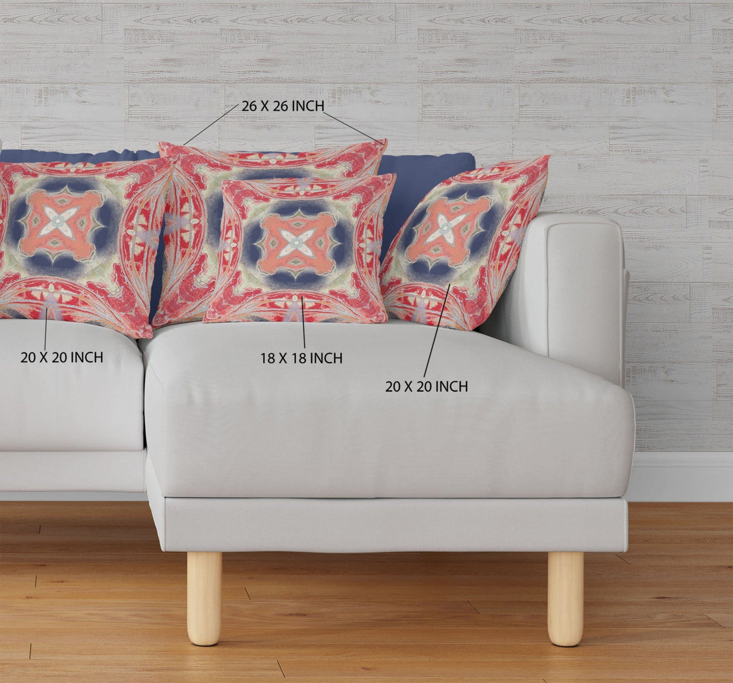 18” Red Cream Geo Tribal Suede Throw Pillow