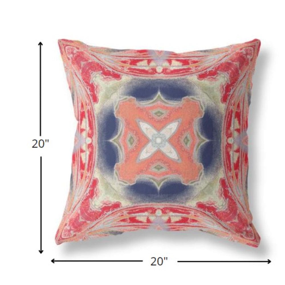 18” Red Cream Geo Tribal Suede Throw Pillow
