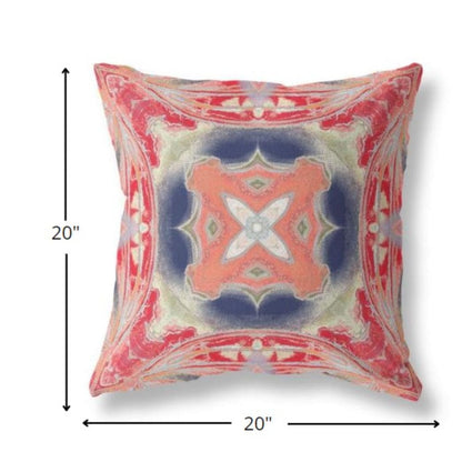 18” Red Cream Geo Tribal Suede Throw Pillow