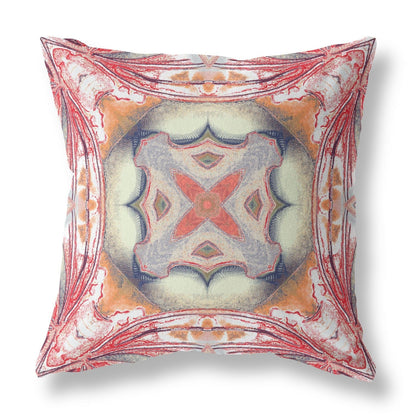 16” Red Orange Geo Tribal Suede Throw Pillow