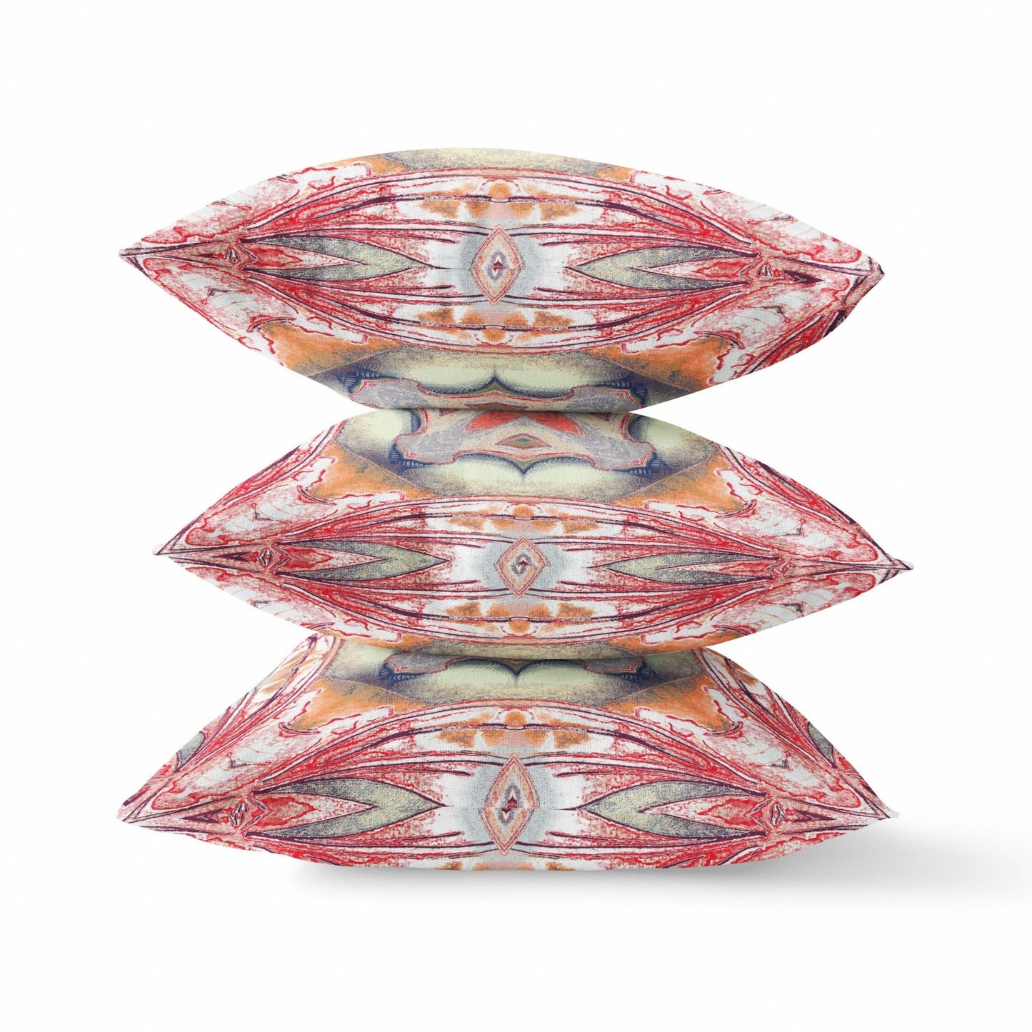 16” Red Orange Geo Tribal Suede Throw Pillow