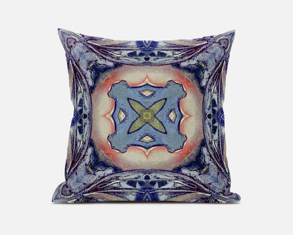 18” Indigo Peach Geo Tribal Suede Throw Pillow