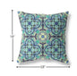 18" Aqua Indigo Cloverleaf Boho Suede Throw Pillow
