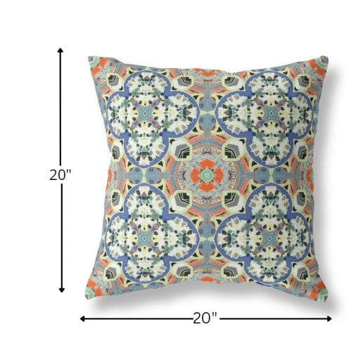 18" Blue Cream Cloverleaf Boho Suede Throw Pillow