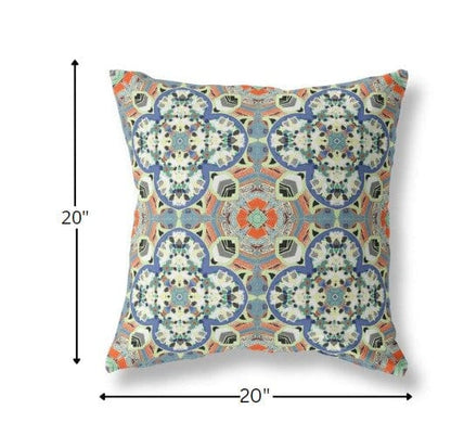 18" Blue Cream Cloverleaf Boho Suede Throw Pillow