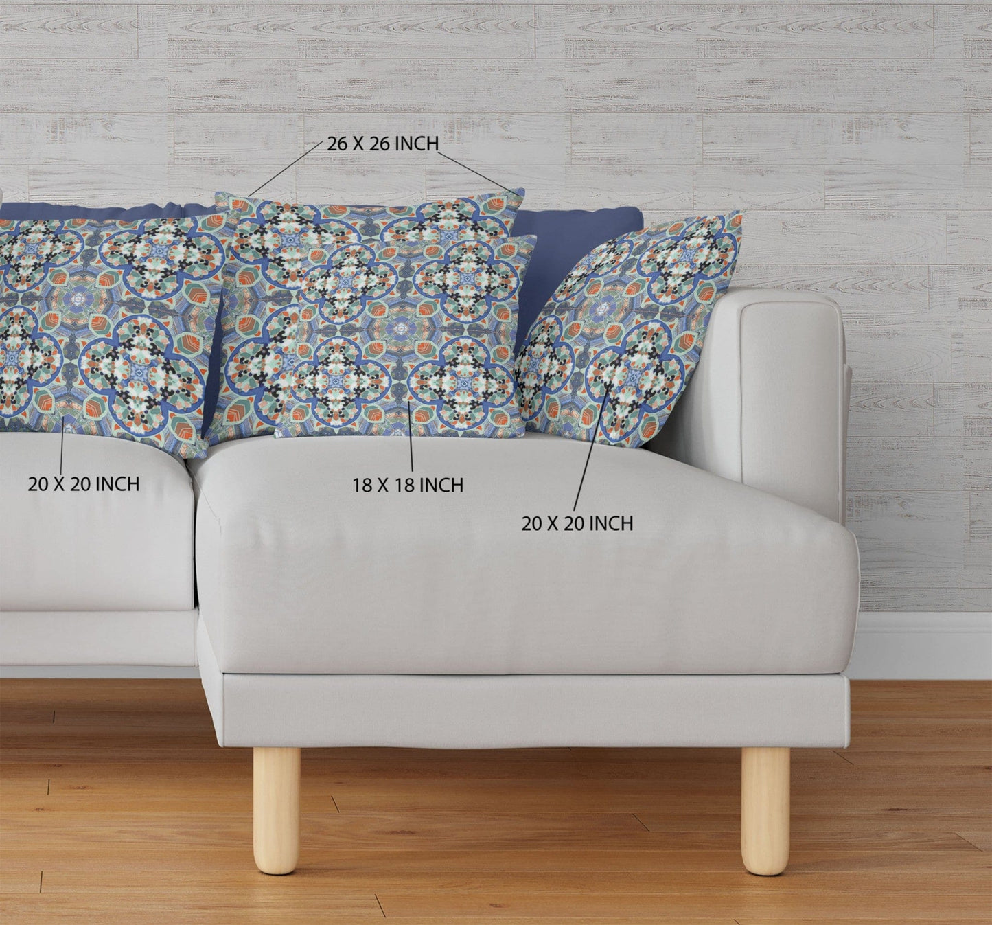 18" Blue Orange Cloverleaf Boho Suede Throw Pillow