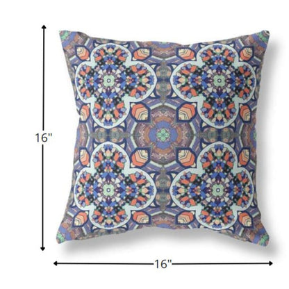 16" Gray Blue Cloverleaf Boho Suede Throw Pillow