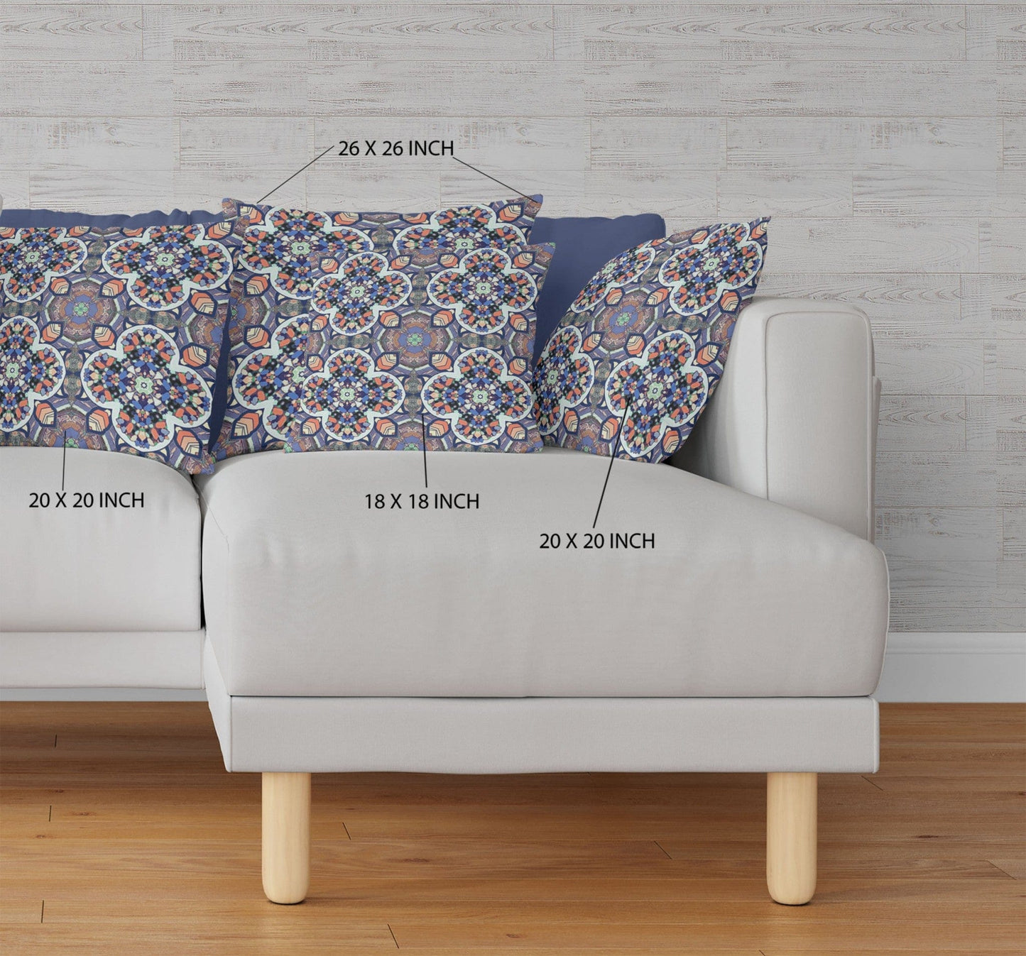 18" Gray Blue Cloverleaf Boho Suede Throw Pillow