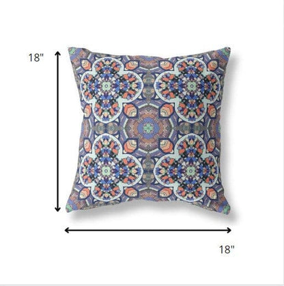 18" Gray Blue Cloverleaf Boho Suede Throw Pillow