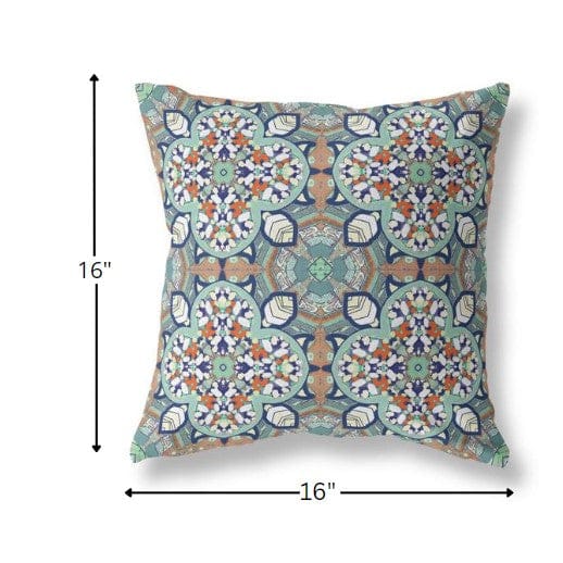 16" Green Orange Cloverleaf Boho Suede Throw Pillow