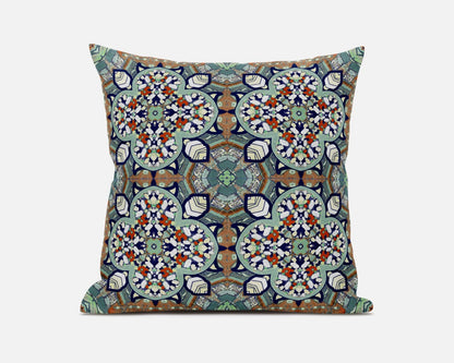 18" Green Orange Cloverleaf Boho Suede Throw Pillow