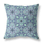 16" Blue Aqua Cloverleaf Boho Suede Throw Pillow